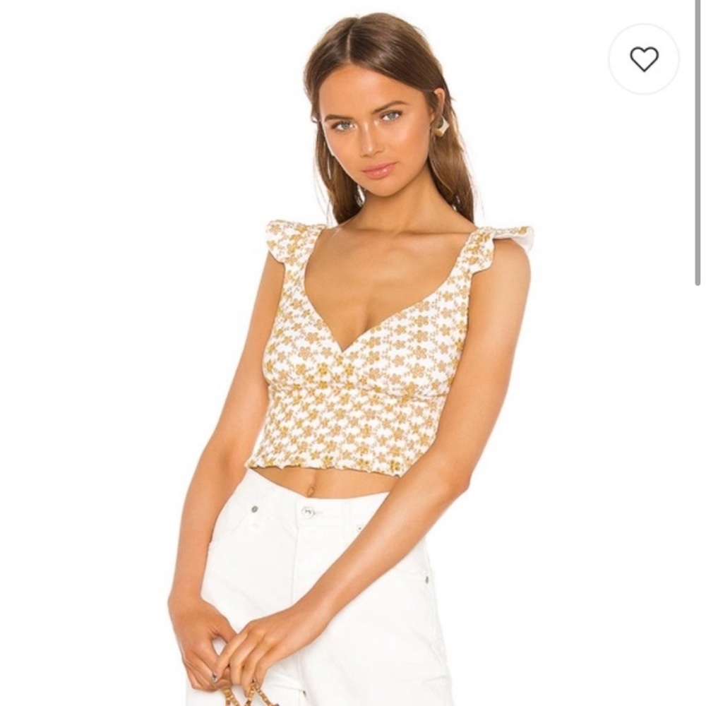 Maggie top LPA yellow and white crop